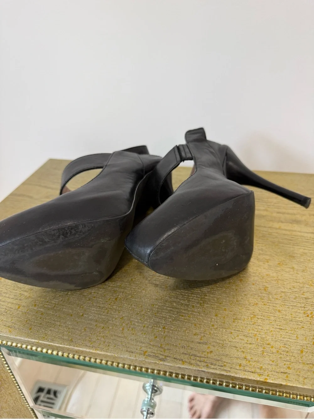 5/48 Saks Fifth Avenue leather platform hills 4.5” hill and 2” platform